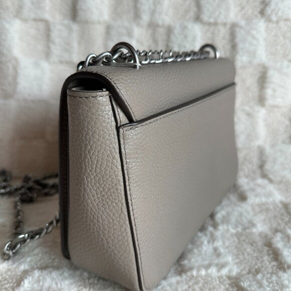 NWT! Tory Burch Britten Adjustable Shoulder Bag Pebble Leather Grey Silver 67292 - Picture 5 of 11